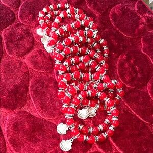 Elegant Red Beaded Bracelet with Silver Accents #2